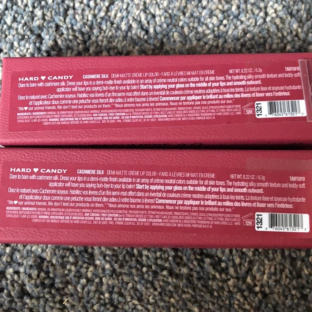 Hard🖤Candy Cashmere Silk Tartufo Lip Color New Set of 2